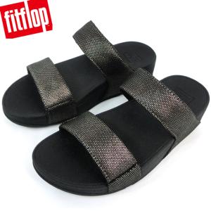 フィットフロップ  サンダル レディース 厚底  fit flop FITFLOP  LULU GLITZ CANVAS SLIDES  HR2-B06 PEWTER ブラック【新品特価セール】