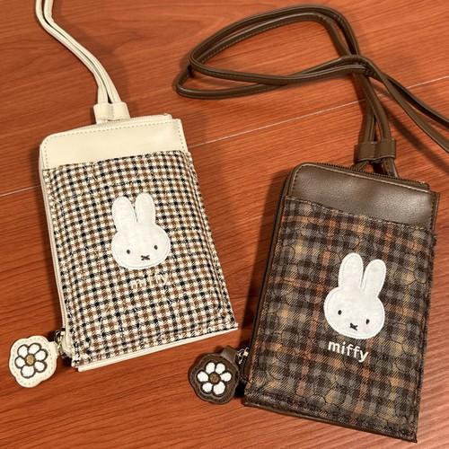 送料無料 MIFFY/ミッフィー スマホショルダーポーチ DBM-3152-3 /キルティングチェッ...