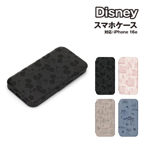 送料無料 ディズニー iPhone16e用 ガラスフリップケース PG-D25KGF01-4 /ミッ...