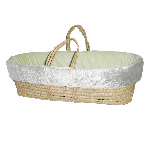 Baby Doll Bedding Croco Minky Moses Basket, Ivory/...