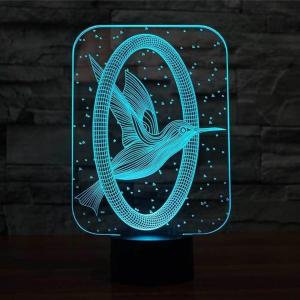 ハチドリ3dナイトライト7色を変更するled usb 3dランプアニマ鳥デスクテーブル3dランプ　ハミングバード