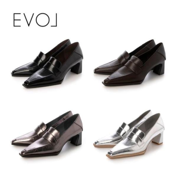 EVOL イーボル 6cmヒールスクエアローファー BY23834 レディース カジュアル シューズ...