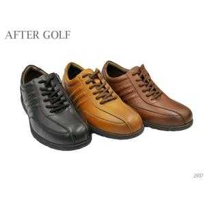 After Golf アフターゴルフ 2907 革靴 カジュアルシューズ レースアップ 幅広 4E ...