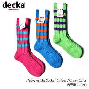 【ネコポス可】decka -quality socks- Heavyweight Socks / Stripes / Crazy Color デカ クオリティー ストライプ クレイジー ソックス (靴下)｜precious-place