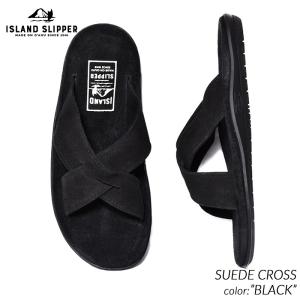 【国内正規品】ISLAND SLIPPER SUEDE CROSS "BLACK" アイランド スリッパ クロス サンダル スエード ( 黒 ブラック メンズ PB223 )｜precious-place