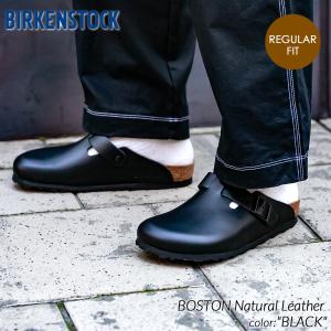 BIRKENSTOCK BOSTON Natural Leather ( REGULAR FIT ) BLACK ビルケンシュトック ボストン レザー メンズ サンダル 黒 60191｜precious-place