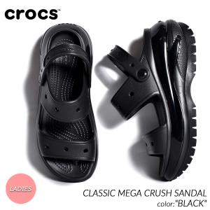 crocs CLASSIC MEGA CRUSH SANDAL BLACK クロックス クラシック メガ クラッシュ サンダル スライド レディース 黒 厚底 ブラック 207989-001｜precious-place