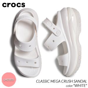 crocs CLASSIC MEGA CRUSH SANDAL WHITE クロックス クラシック メガ クラッシュ サンダル スライド レディース 白 厚底 ホワイト 207989-100｜precious-place