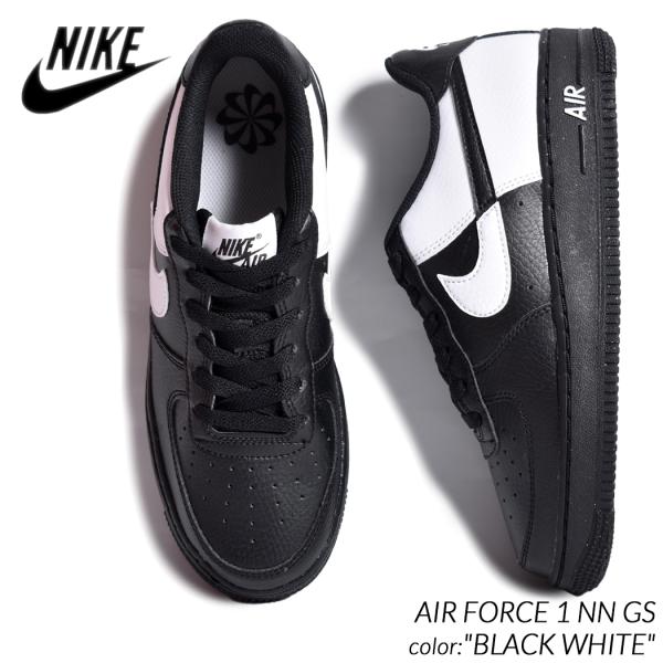 海外限定 NIKE AIR FORCE 1 NN GS &quot;BLACK WHITE&quot; ナイキ エアフォ...