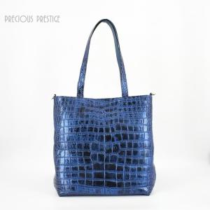 クロコダイル トートバッグ a4 メンズ グラデーションブルー 本革 2way