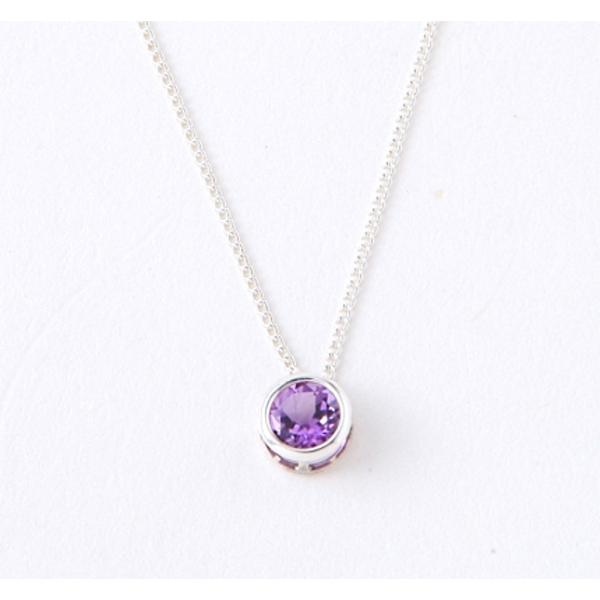 2月 天然石 アメジスト 0.5ct（カラット） 誕生石 ネックレス シルバー 925 プレゼント（...