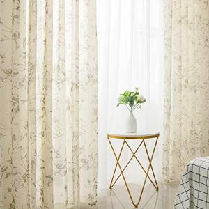 窓 目隠し 風通しのおすすめランキング Topfinel レースカーテン 透けない 2枚組 幅100cmｘ丈178cm ゆりの花 おしゃれ かわいい Uvカット 遮熱 ベージュ 腰窓