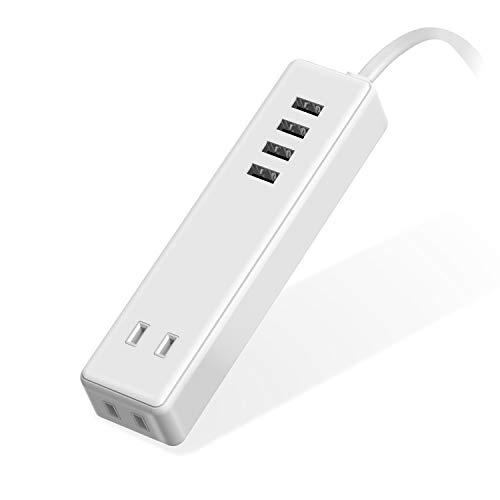 エレコム 電源タップ USBタップ 3.4A USBポート×4 コンセント×2 1.5m ホワイト ...
