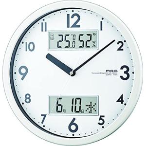 MAG(マグ) 掛け時計 アナログ ダブルメジャー 静音 連続秒針 温度 湿度 日付 曜日表示 ホワイト W-631WH