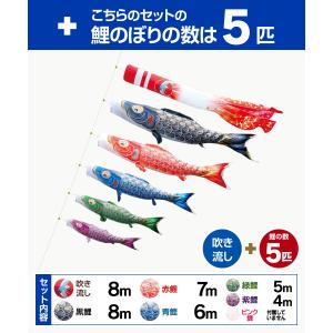 徳永鯉のぼり 真太陽 8m 8点セット 庭園用...の詳細画像1