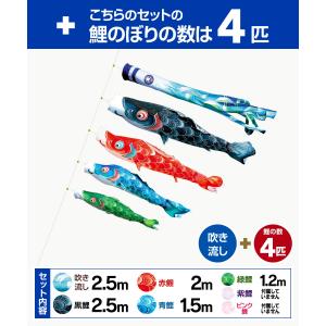 徳永鯉のぼり 風舞い鯉 2.5m 7点セット ...の詳細画像1