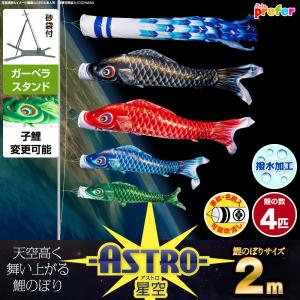 鯉のぼり ベランダ用 こいのぼり ASTRO 星空鯉 2m 7点セット 庭園 ベランダ 兼用 ガーデンベランダセット スタンド付属