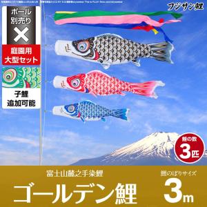 鯉のぼり 庭用 こいのぼり フジサン鯉 ゴールデン鯉 3m 6点セット 庭園 大型セット ポール 別売｜prefer