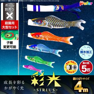 ぷりふあ 鯉のぼり 庭用 こいのぼり 彩光鯉 SIRIUS 5m 8点セット 庭園