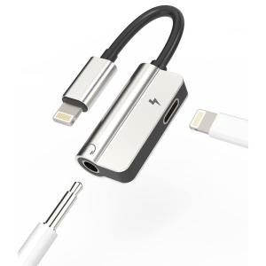 ライトニング 3.5mm イヤホン アダプター ケーブル (2in1)同時 きゅうそく充電 Lightning ジャック 変換器 Apple