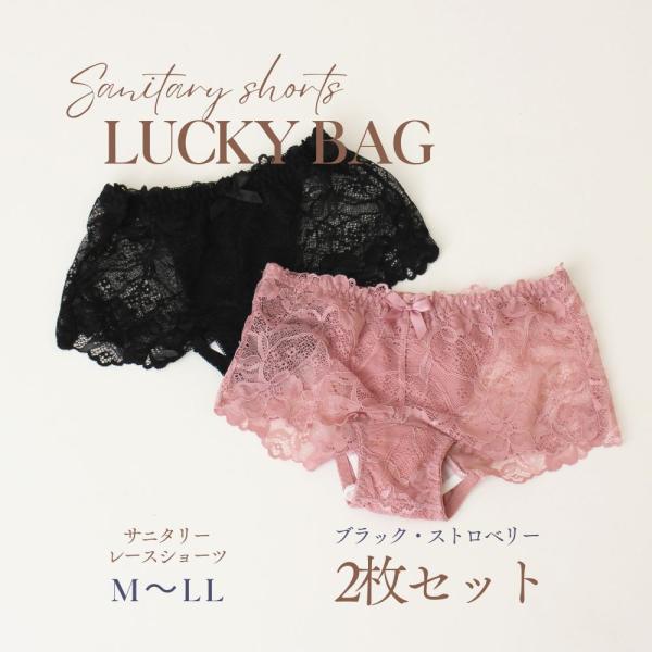 期間限定50%OFF ショーツ サニタリー 2枚セット レディース レース ブラック ストロベリー吸...