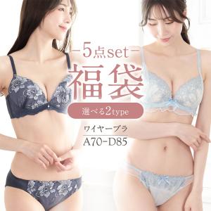 ブラ ショーツ セット 福袋 ブラセット 5点セット レディース おまかせ A B C D カップ セクシー フェミニン 刺繍 レース 花柄 65 70 75 80 85