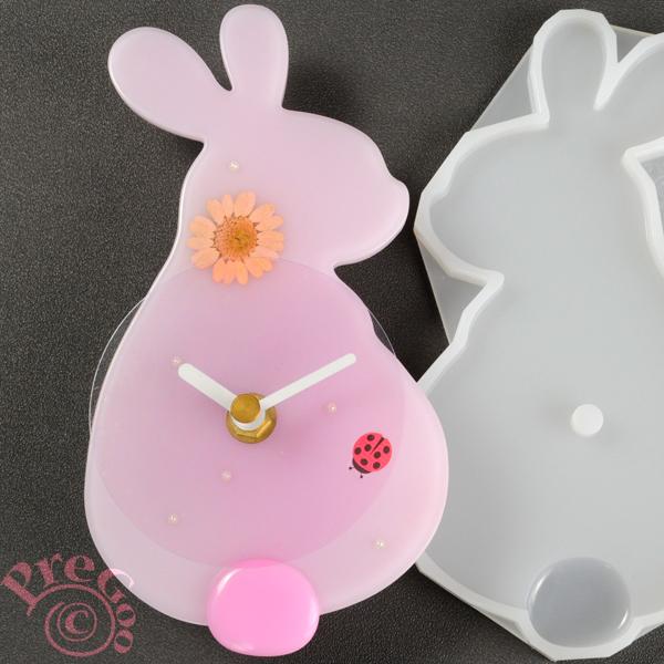 レジン用 シリコンモールド　時計文字盤 壁掛け シッポ うさぎ　　　　インアリウム クリアリウム 固...