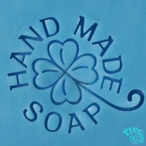 ソープ スタンプ　ロゴ16　HAND MADE SOAP ３　　　　　　　　　　　　　　四葉のクローバー模様｜pregoo