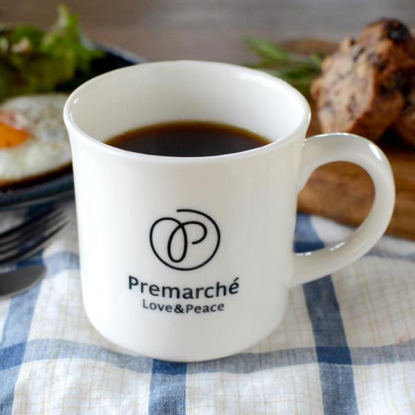 森修焼（しんしゅうやき） プレマルシェロゴ入り　マグカップ ホワイト