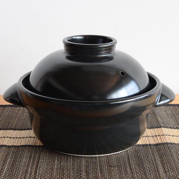 森修焼（しんしゅうやき） 味鍋（土鍋）2合炊き 黒