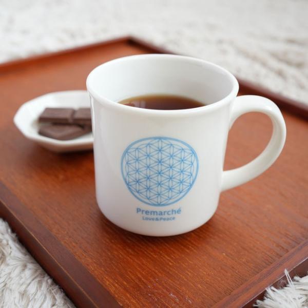森修焼（しんしゅうやき） プレマルシェ フラワーオブライフ マグカップ ロゴカラー：アイスブルー