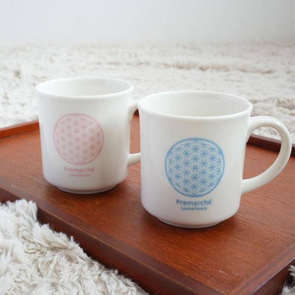 森修焼（しんしゅうやき） プレマルシェ フラワーオブライフ マグカップ　ギフトセット ロゴカラー：ピ...