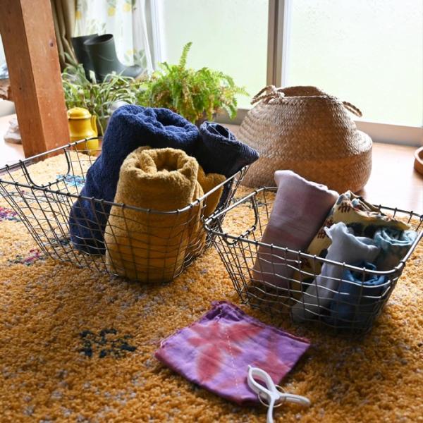 neem wood（ニームウッド） スクエアワイヤーバスケット M
