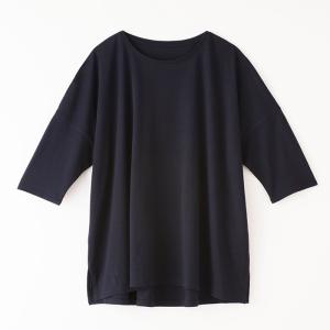 竹布-TAKEFU- ドロップショルダーTシャツ ダークネイビー／M-Lサイズ｜prema