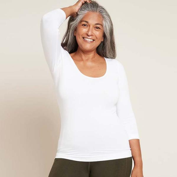 BOODY（ブーディ） スリークォータースリーブトップ レディース　ホワイト　XS