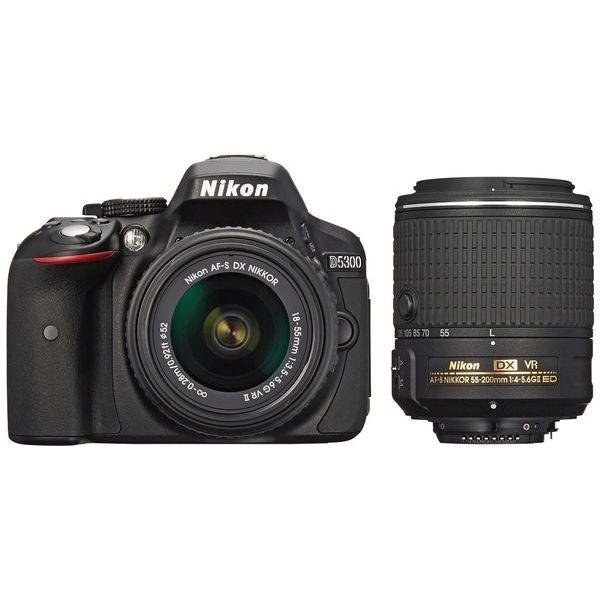 中古 １年保証 美品 Nikon D5300 18-55mm 55-200mm II VR ブラック...