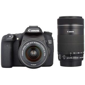 中古 １年保証 美品 Canon EOS 70D 18-55mm 55-250mm ダブルズームキッ...