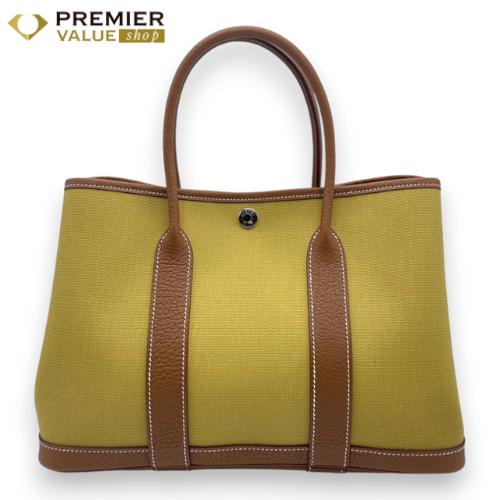 エルメス ガーデンパーティ TPM ジンジャー/ゴールド トワルミリタリー/ネゴンダ シルバー金具 ...