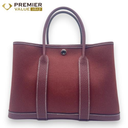 エルメス ガーデンパーティ TPM ルージュアッシュ トワルオフィシエ/ネゴンダ シルバー金具 K刻...