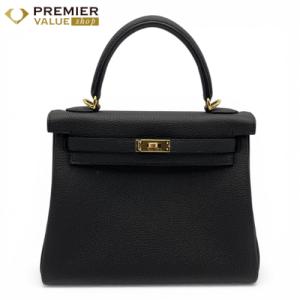 エルメス ケリー 25 ノワール トゴ ゴールド金具 G刻印
