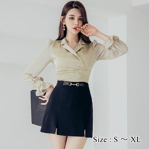 ナイトドレス キャバドレス ミニドレス セットアップ ツーピース カシュクール 長袖 シフォン ミニ...