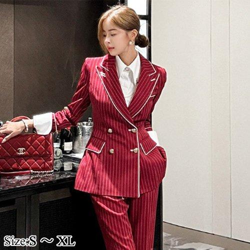 キャバスーツ ナイトドレス オールインワン セットアップ ツーピース 長袖 ストライプ パイピング ...