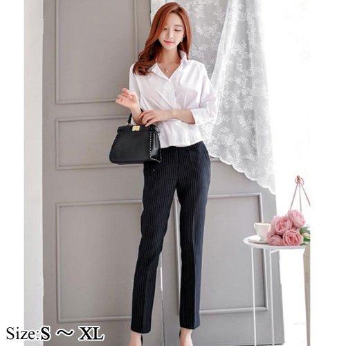 キャバスーツ ナイトドレス オールインワン セットアップ ツーピース カシュクール 七分袖 ストライ...