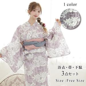 GRAXIA（グラシア） 浴衣3点セット 浴衣 帯 鼻緒下駄 3点セット夏椿を