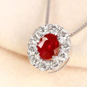 ビルマ産ピジョンブラッドルビー0.4ct ダイヤモンド0.3ct プラチナ ネックレス【品質保証書/GIA鑑別書付】｜premium-outlet