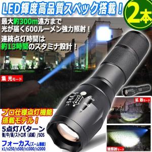 300m照射！パワーLEDフォーカスライト[2本](ミリタリー セキュリティー サバイバル 暗闇 タクティカルライト マグライト セーフティツール)｜premium-pony