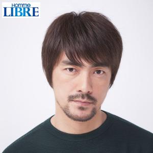 メンズウィッグ「オム・リーブル」カジュアルスタイル01 ダークブラウン（LIBRE 人毛ミックス 総手植え 白髪交じり) メンズウィッグ「オム・リーブル」カジュアルスタイル01 ダーク