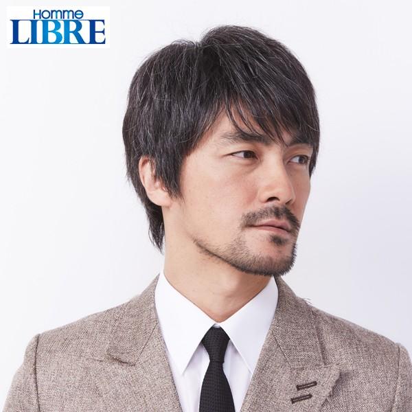 メンズウィッグ「オム・リーブル」カジュアルスタイル03 グレー白髪ミックス（LIBRE 男性用かつら...