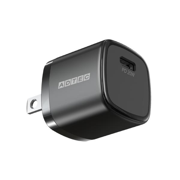 アドテック PD充電器 20W 1ポート コンパクト【USB-C】【PSE対応/PD3.0対応】ブラ...