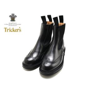 トリッカーズ レディース ウィングチップ サイドゴアブーツ ブーツ TRICKER&apos;S BLACK ...